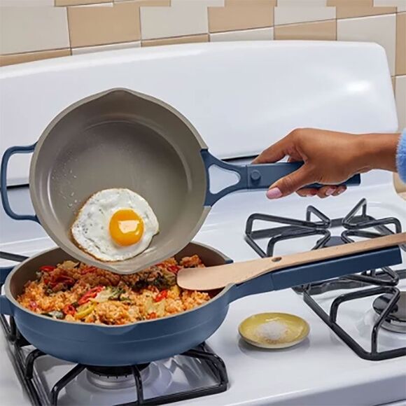 Our Place -  3PC Aluminum Ceramic Glass Mini Pan Cook Blue - Picture 2 of 4